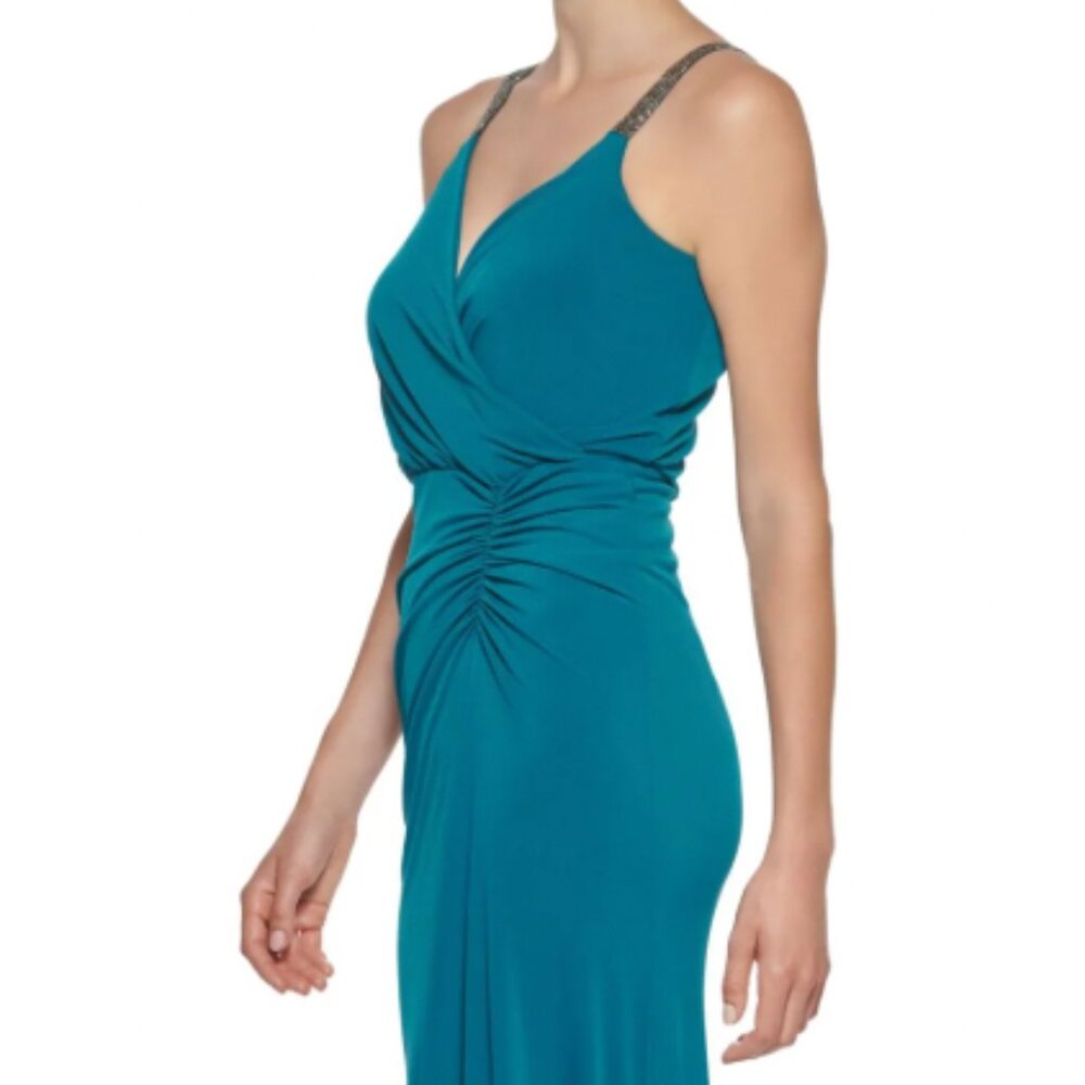 Fall Guest Dress - NWT - CK Teal Evening Dress with Embellished Straps